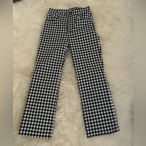 Free People Florence Checked Gingham Black White Crop Straight Leg Pants